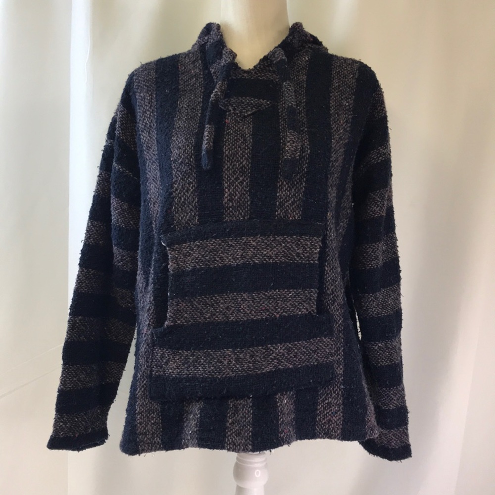 Textile Baja Woven Boho Style Hoodie Pullover Size Small